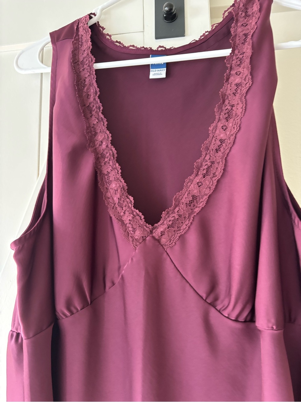 NWOT Old Navy Lace‑Trim Satin Midi Slip Dress in Plum size XLP - Picture 3 of 6